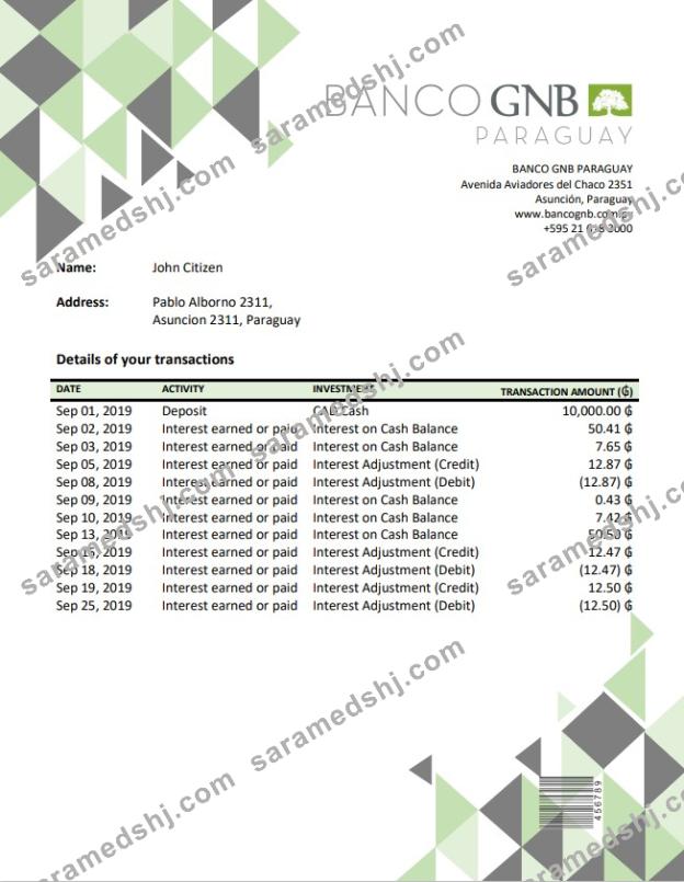 Paraguay Banco Continental S.A.E.C.A. bank statement -